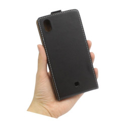 Etui pionowe z klapką SLIM FLEX na telefon LG K20 LMX120EMW czarne HQ