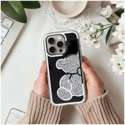 Etui TEDDY BEAR na telefon Apple iPhone 16 Pro Max A3296 damskie dziewczęce na prezent urodziny święta srebrne
