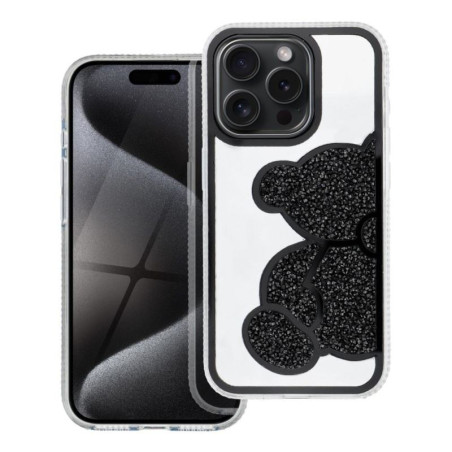 Etui TEDDY BEAR na telefon Apple iPhone 16+ A3290 damskie dziewczęce na prezent urodziny święta czarne
