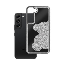 Etui TEDDY BEAR na telefon Samsung Galaxy S21 FE 5G G990 damskie dziewczęce na prezent urodziny święta srebrne