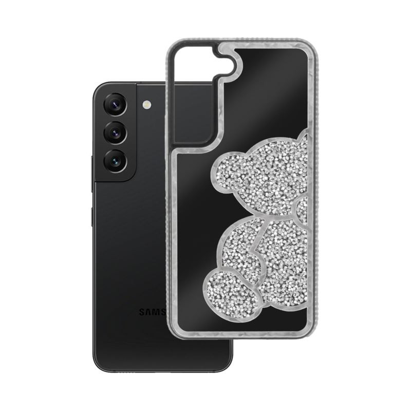 Etui TEDDY BEAR na telefon Samsung Galaxy S22 S901 damskie dziewczęce na prezent urodziny święta srebrne