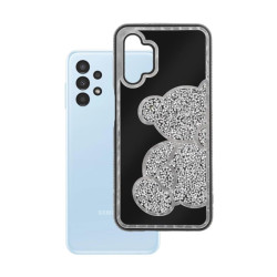 Etui TEDDY BEAR na telefon Samsung Galaxy A13 4G A135 A137 damskie dziewczęce na prezent urodziny święta srebrne