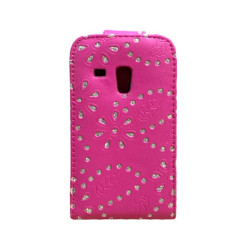 Etui BOOK Cyrkonia na telefon Samsung Galaxy S3 Mini i8190 różowe