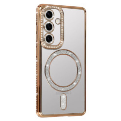 Etui MagSafe Bling na telefon Samsung Galaxy A55 5G A556 złote