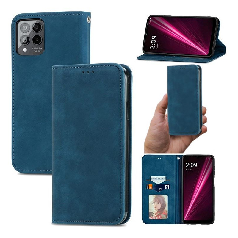 Etui Smart Retro na telefon T-Mobile T Phone Pro 5G / Revvl 6 Pro 5G niebieskie