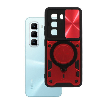 Etui pancerne Magnetic Ring na telefon Infinix Hot 50 Pro 4G czerwone