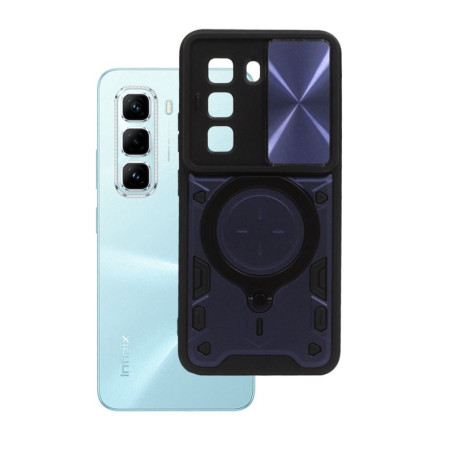 Etui pancerne Magnetic Ring na telefon Infinix Hot 50 Pro 4G granatowe