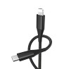 Kabel PD USB-C / Lightning Apple iPhone 2m 20W Nylon czarny przewód wspierający szybkie ładowanie