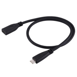 Kabel przedłużacz USB-C Power Delivery męski - USB-C żeński przewód 0,5m czarny