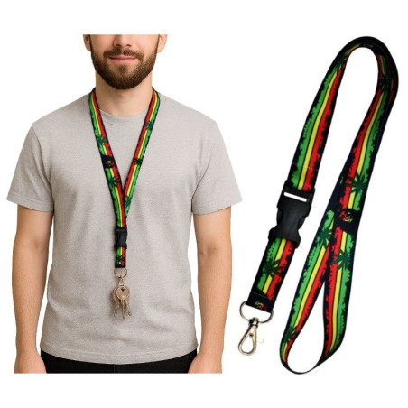 Smycz na szyję JAMAJKA BOB MARLEY do kluczy telefonu długość 52 cm