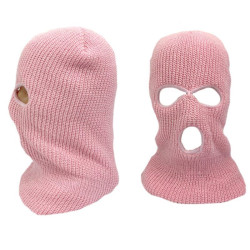 Czapka Kominiarka Balaclava 3 dziury akryl motocykl quad ATV skuter paintball outdoor ochrona zimowa uniwersalna jasnoróżowa