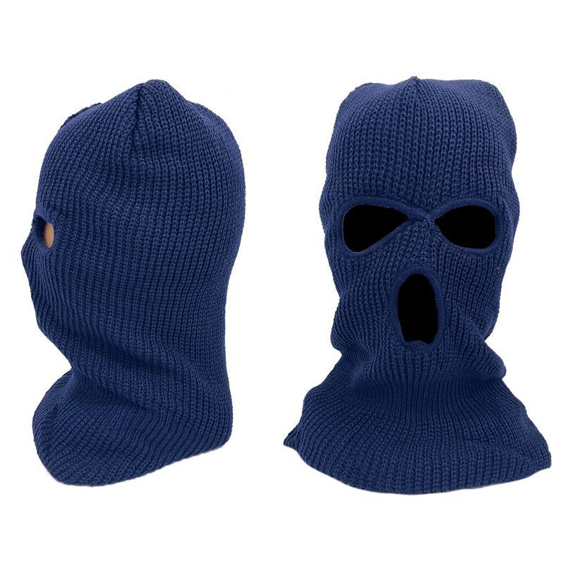 Czapka Kominiarka Balaclava 3 dziury akryl motocykl quad ATV skuter paintball outdoor ochrona zimowa uniwersalna granatowa