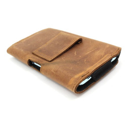 Etui Kabura skórzana CRAZY 3D L na telefon do paska brązowa