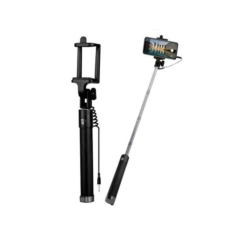 Uchwyt SELFIE STICK Audio Jack na telefon smartfon kamerę sportową CZARNY długość 98cm TYP1