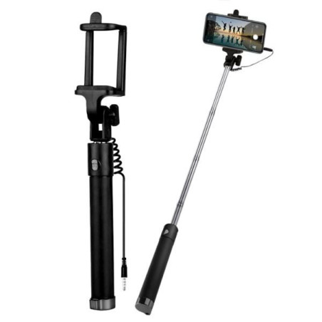 Uchwyt SELFIE STICK Audio Jack na telefon smartfon kamerę sportową CZARNY długość 98cm TYP1