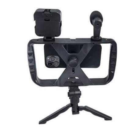 Uchwyt SELFIE TRIPOD LAMPA MIKROFON na telefon smartfon kamerę sportową czarny TL-49T
