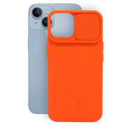 Etui SILICONE LENS na telefon Apple iPhone 14 A2882 pomarańczowe