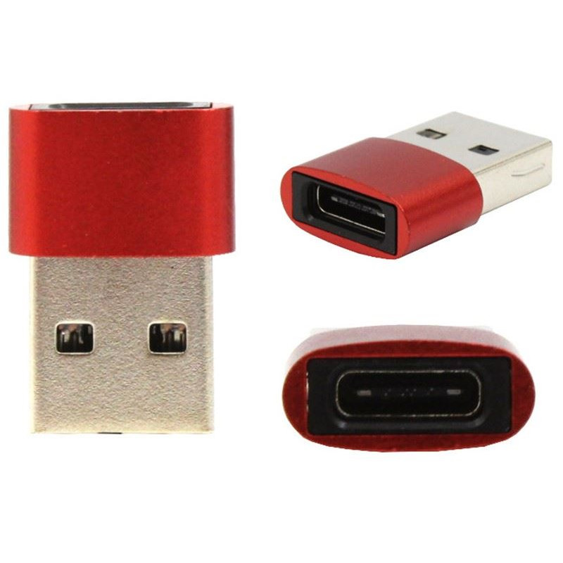 Adapter Przejściówka z USB Typ-C na USB czerwony