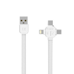 Kabel PC 3w1 iPhone Lightning - micro USB - USB-C REMAX LESU przewód biały