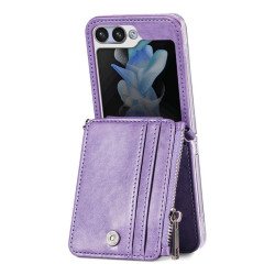 Etui Leather Case Zipper na telefon Samsung Galaxy Z Flip5 F731 fioletowe