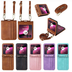 Etui Leather Case Strap na telefon motorola razr 60 ultra 5G XT2551 fioletowe