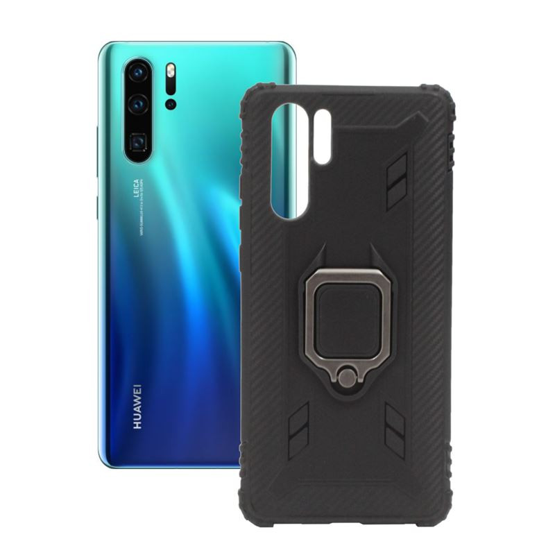 Etui pancerne Ring Carbon na telefon Huawei P30 Pro VOG-L29 czarne
