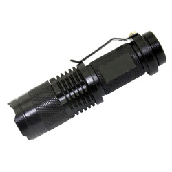 Latarka taktyczna LED CREE Q5 mini z zoom wojskowa szperacz survival aluminiowa + klips