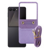 Etui Leather Case Strap na telefon Samsung Galaxy Z Flip 7 5G F766 fioletowe