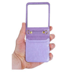 Etui Leather Case Strap na telefon Samsung Galaxy Z Flip 7 5G F766 fioletowe