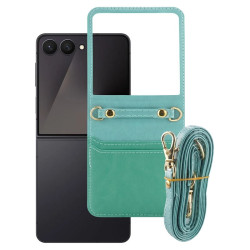 Etui Leather Case Strap na telefon Samsung Galaxy Z Flip 7 5G F766 niebieskie