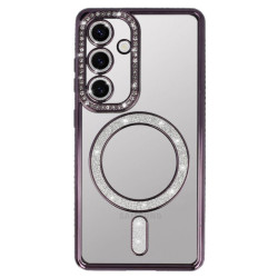 Etui MagSafe Bling na telefon Samsung Galaxy S25 5G S931 fioletowe