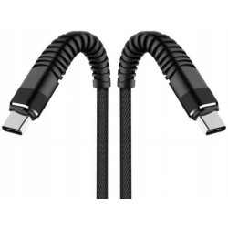 Kabel PD USB-C - USB-C 2m czarny przewód wspierający szybkie ładowanie 60W Nylon HQ
