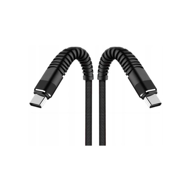 Kabel PD USB-C - USB-C 2m czarny przewód wspierający szybkie ładowanie 60W Nylon HQ