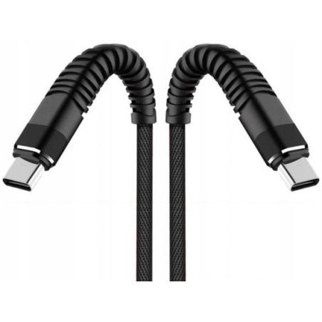 Kabel PD USB-C - USB-C 2m czarny przewód wspierający szybkie ładowanie 60W Nylon HQ