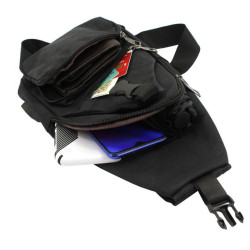 Saszetka torba mały plecak nerka na jedno ramię męska z USB czarna