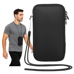Etui wsuwka na szyję na telefon uniwersalne czarne - pokrowiec z kieszonką