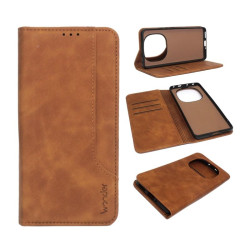 Etui Smart Wonder Prime 3 kieszonki na telefon Xiaomi Redmi Note 14 Pro 5G / 14 Pro+ 5G / POCO X7 5G brązowe