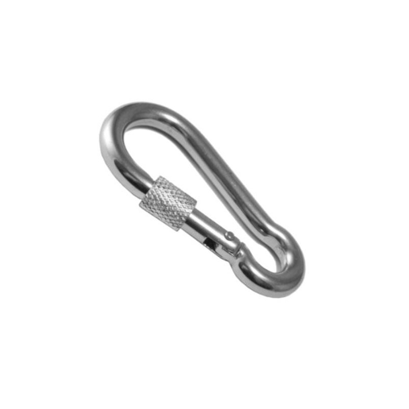 Uchwyt / karabińczyk turystyczny z zabezpieczeniem brelok do kluczy stal 8cm 8mm