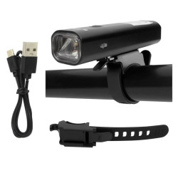 Lampka rowerowa LED 400 lumenów na przód rower USB akumulator czarna