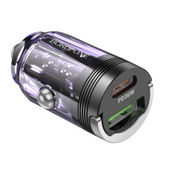 Mini ładowarka samochodowa USB QC 3.0 SZYBKIE ŁADOWANIE + USB-C PD do telefonu 36W lekka z uchwytem do wyciągania z gniazda