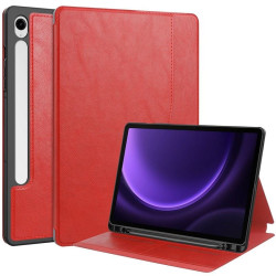 ETUI LEATHER CASE PEN na tablet Samsung Galaxy Tab S9 / Tab S9 FE / Tab S10 FE 11 / 10.9 cali czerwone z miejscem na rysik