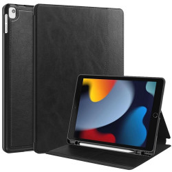 ETUI LEATHER CASE PEN na tablet Apple iPad 9 gen 2021 / iPad 8 gen 2020 / iPad 7 gen 2019 10.2 cali czarne z miejscem na rysik