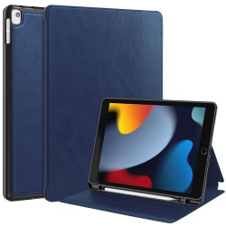 ETUI LEATHER CASE PEN na tablet Apple iPad 9 gen 2021 / iPad 8 gen 2020 / iPad 7 gen 2019 10.2 cal granatowe z miejscem na rysik