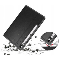 ETUI LEATHER CASE PEN na tablet Samsung Galaxy Tab S9+ / Tab S9 FE+ 12.4 cali czarne z miejscem na rysik