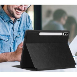 ETUI LEATHER CASE PEN na tablet Samsung Galaxy Tab S9+ / Tab S9 FE+ 12.4 cali czarne z miejscem na rysik
