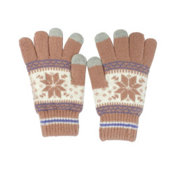 Rękawiczki dotykowe ze wzorem gwiazdy | Beżowe