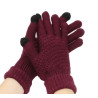Rękawiczki zimowe dotykowe do telefonu pluszowe burgundowe