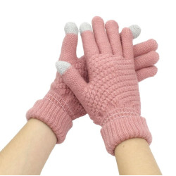 Rękawiczki zimowe dotykowe do telefonu różowe