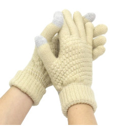 Rękawiczki zimowe dotykowe do telefonu beżowe