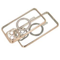 Etui MagSafe Bling na telefon Apple iPhone 15 A3090 złote